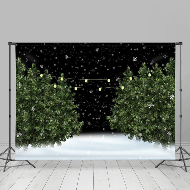 Lofaris Snowy Night Green Pine Tree in the Snow Winter Backdrop