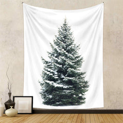 Lofaris Snowy Pine Tree Christmas Wall Hanging Art Tapestry