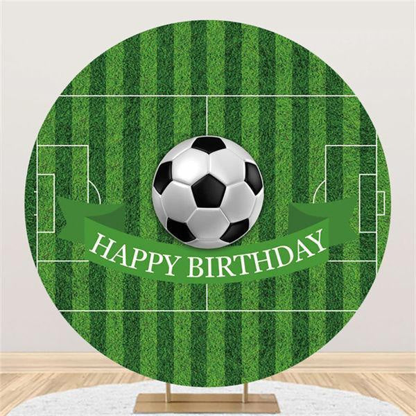 Lofaris Soccer With Green Field Happy Birthday Party Backdrop