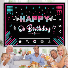 Lofaris Social Music Media Theme Happy Birthday Party Backdrop