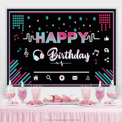 Lofaris Social Music Media Theme Happy Birthday Party Backdrop