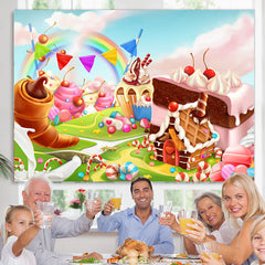 Lofaris Soft Cloud Sky Candy Land World Birthday Backdrop