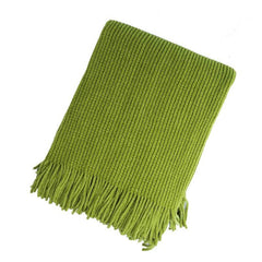 Lofaris Soft Solid Color Tassel Knitted Blanket For Sofa