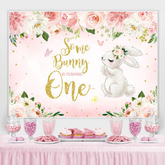 Lofaris Some Bunny Is Turning One Birthday Party Theme Backdrop