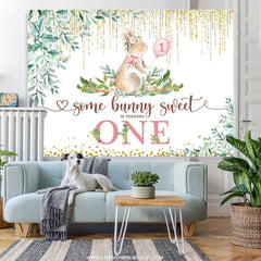 Lofaris Some Bunny Sweet Is One Happy Birthday Backdrop
