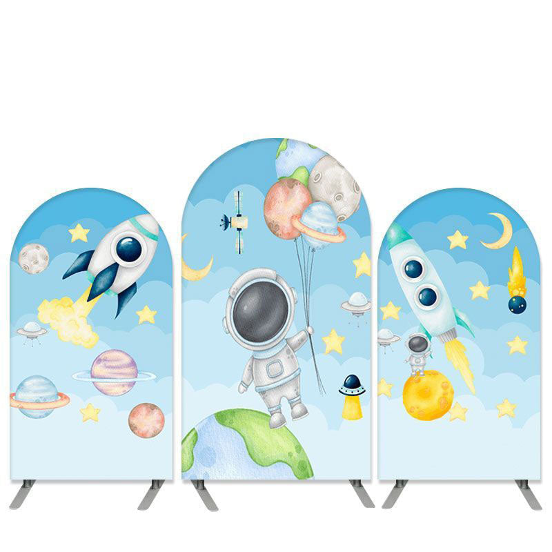 Lofaris Space Astronaut Theme Blue Sky Arch Backdrop Kit