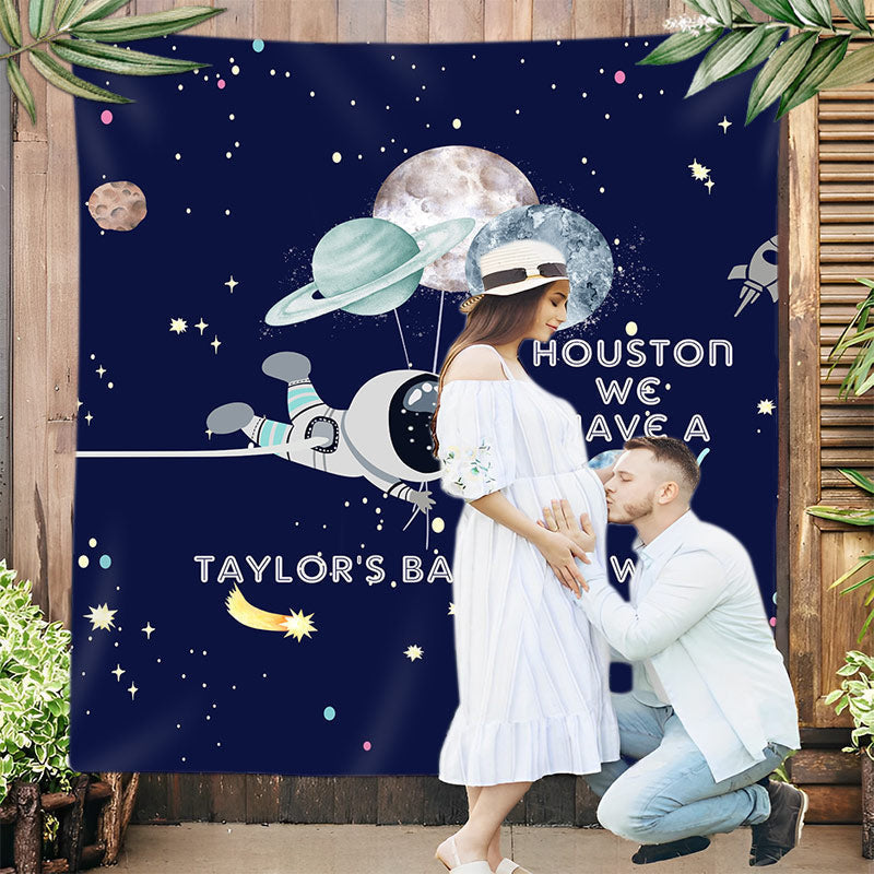 Lofaris Space Stars Astronaut Custom Boy Baby Shower Backdrop