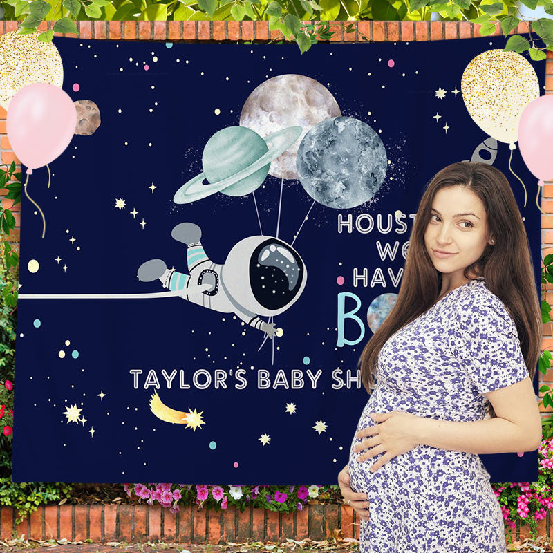 Lofaris Space Stars Astronaut Custom Boy Baby Shower Backdrop