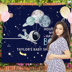 Lofaris Space Stars Astronaut Custom Boy Baby Shower Backdrop