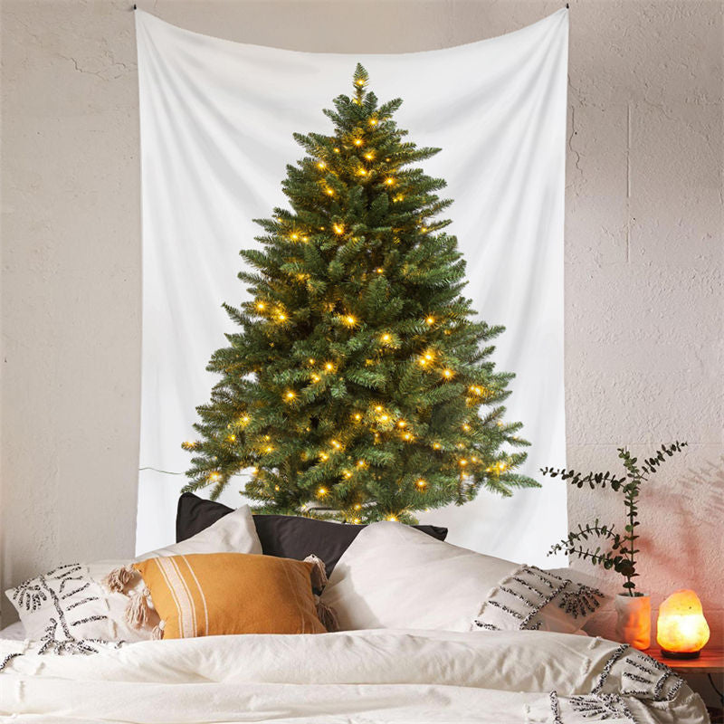 Lofaris Sparkle Green Christmas Tree Family Wall Tapestry