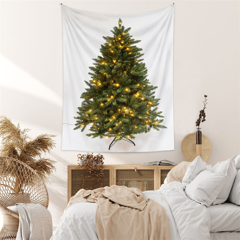 Lofaris Sparkle Green Christmas Tree Family Wall Tapestry