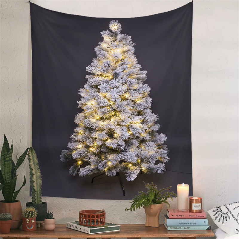 Lofaris Sparkle Snowy Christmas Tree Tapestry Wall Hanging