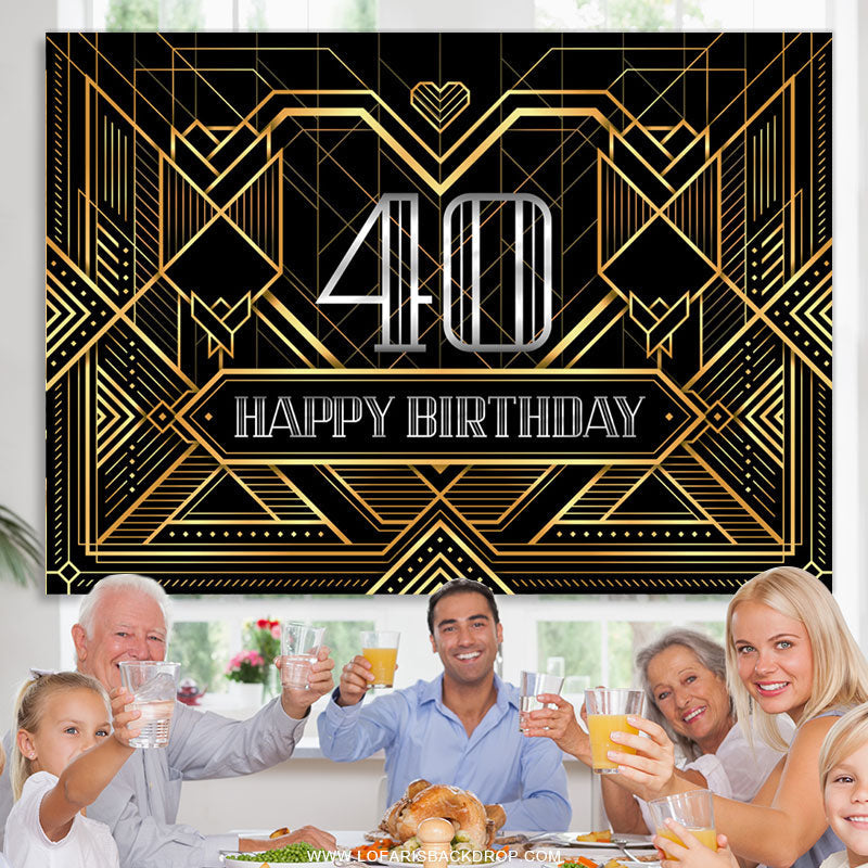 Lofaris Special Lines Silver Happy 40Th Birthday Backdrop