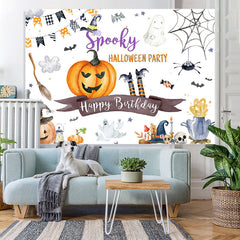 Lofaris Spooky Halloween Party Happy Birthday Themed Backdrop