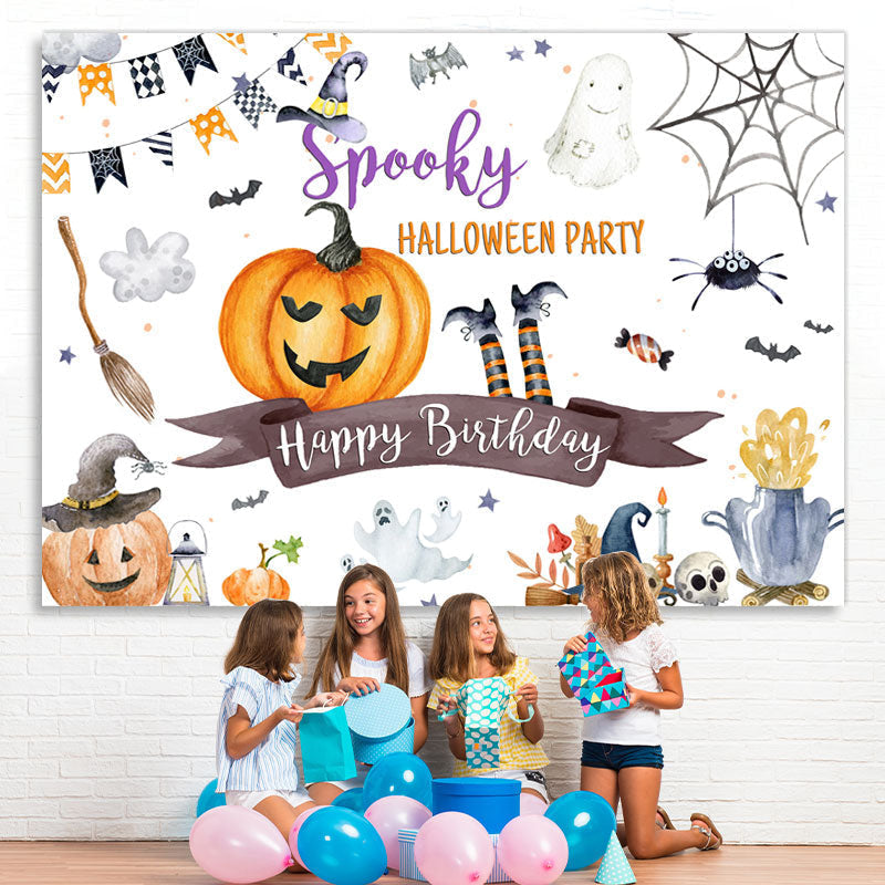 Lofaris Spooky Halloween Party Happy Birthday Themed Backdrop