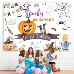 Lofaris Spooky Halloween Party Happy Birthday Themed Backdrop