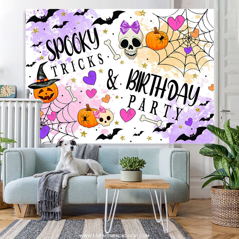 Lofaris Spooky Tricks And Birthday Party Halloween Backdrop
