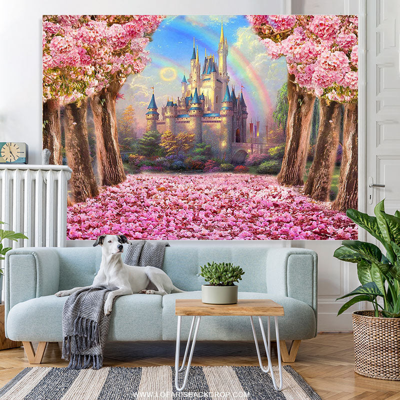 Lofaris Spring Pink Sakura Flowers Birthday Party Backdrop