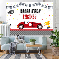 Lofaris Srart Your Engines Car Themed Happy Birthday Backdrop