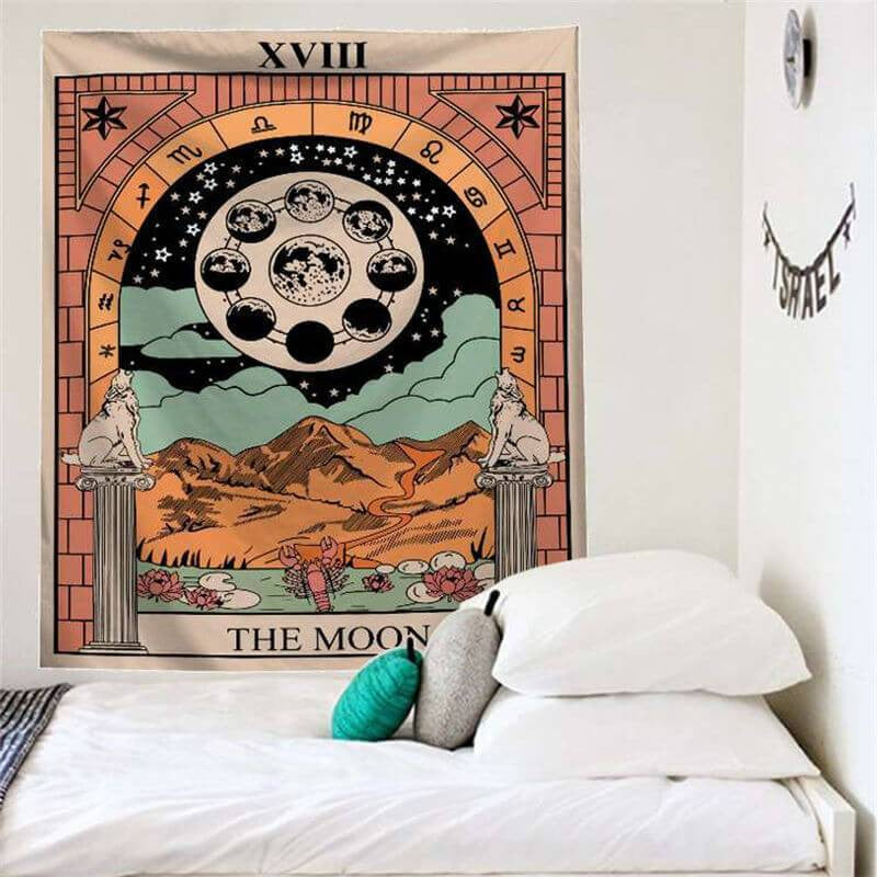 Lofaris Star Sign Moon Lake Mountain Divination Wall Tapestry