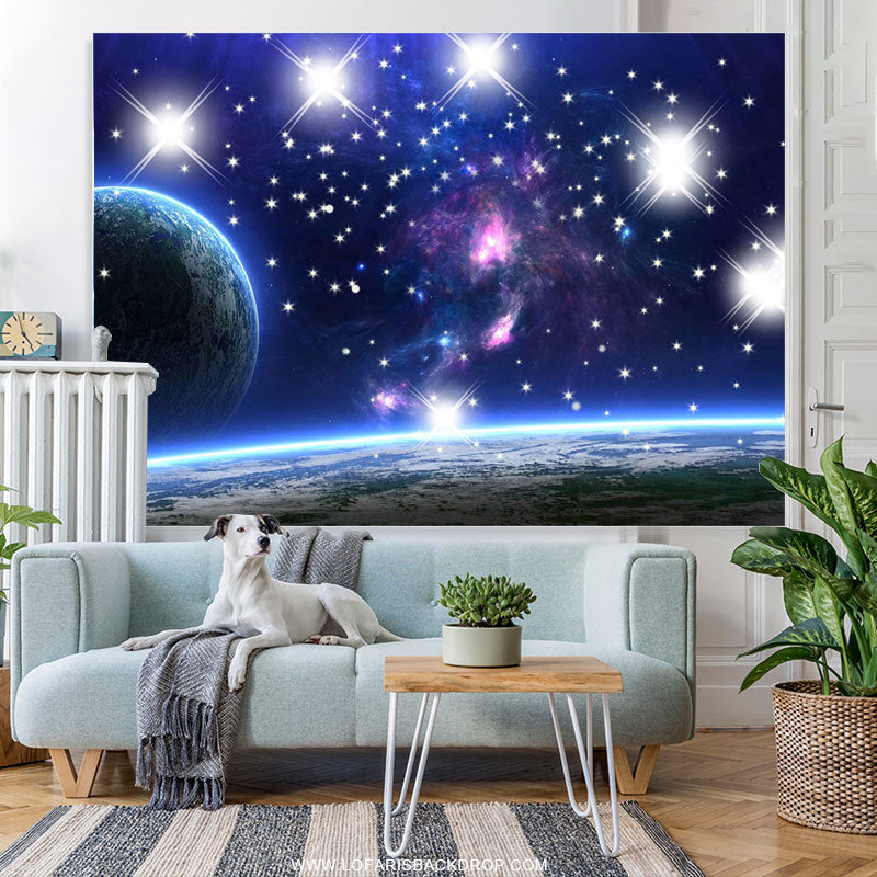 Lofaris Starry Galaxy Planet Birthday Backdrop For Boys