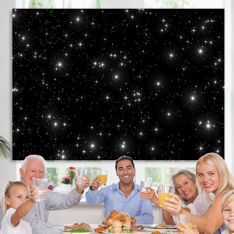Lofaris Starry Night Black Sky Sparkle Stars Backdrop
