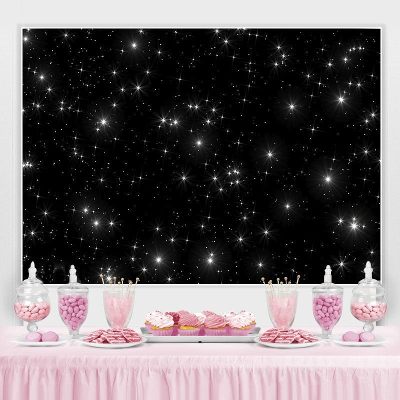 Lofaris Starry Night Black Sky Sparkle Stars Backdrop
