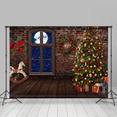 Lofaris Stone House With Snowy Christmas Night Holiday Backdrop