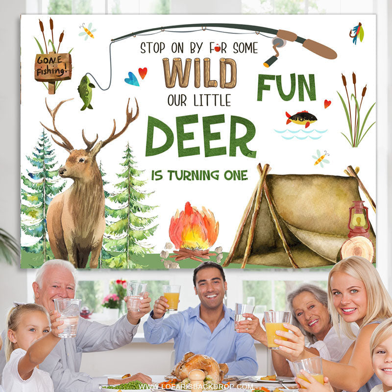Lofaris Stop On By For Some Wild Little Deer 1st Birthday Backdrop