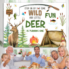 Lofaris Stop On By For Some Wild Little Deer 1st Birthday Backdrop