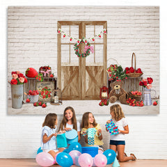 Lofaris Strawberry Happy First Birthday Backdrop for Sweet Girl