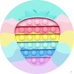 Lofaris Strawberry Pop It Cute Round Backdrops for Girls