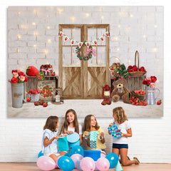 Lofaris strawberry Sweet Grils Happy First Birthday Backdrop