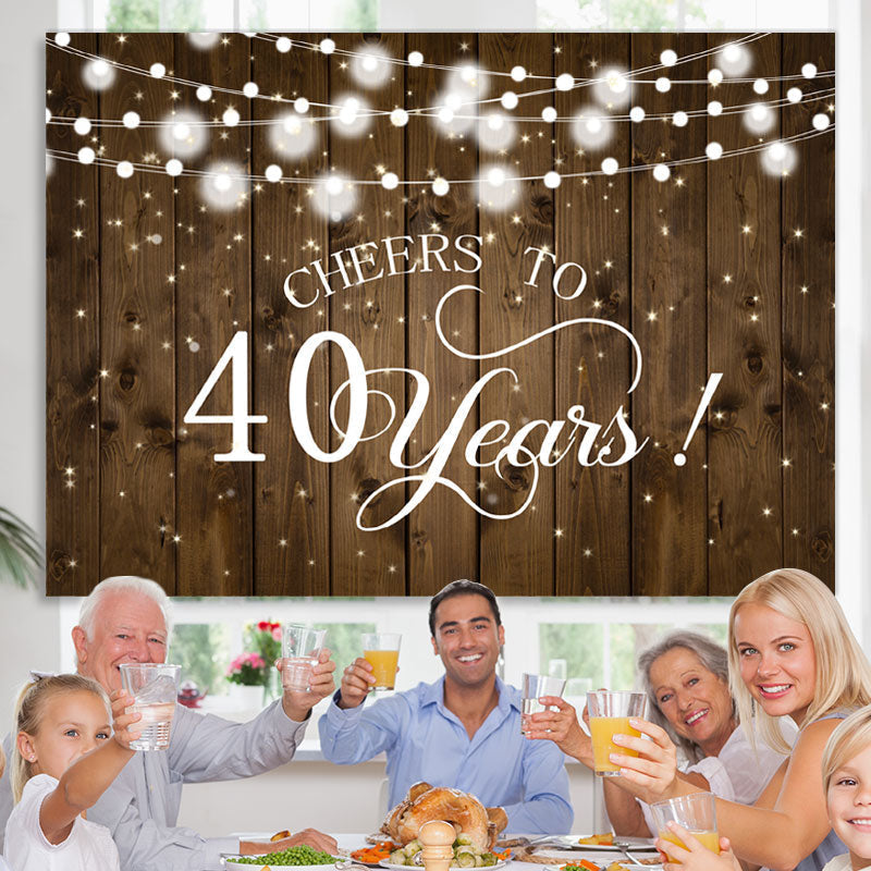 Lofaris Stripe Wood Cheers To 40 Years Happy Birthday Backdorp