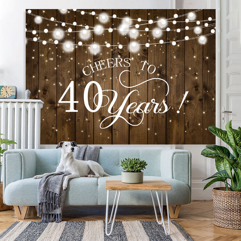 Lofaris Stripe Wood Cheers To 40 Years Happy Birthday Backdorp