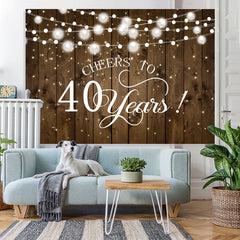 Lofaris Stripe Wood Cheers To 40 Years Happy Birthday Backdorp