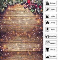 Lofaris Stripe Wooden Glitter Christmas Backdrop For Party