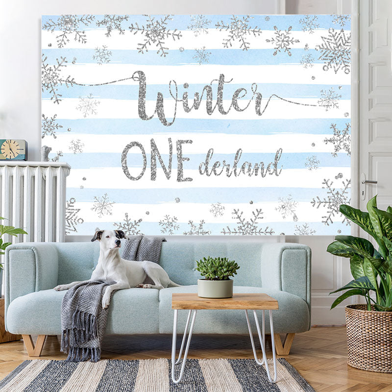 Lofaris Striped And Blue Winter 1 Decland Birthday Backdrop
