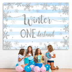 Lofaris Striped And Blue Winter 1 Decland Birthday Backdrop