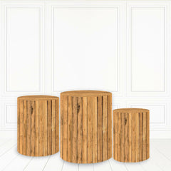 Lofaris Striped Wood Cylinder Cover Printed Fabric Pillar Wrap