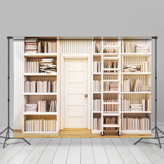 Lofaris Study room white bookshelves back to school backdrop
