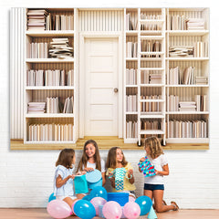 Lofaris Study room white bookshelves back to school backdrop