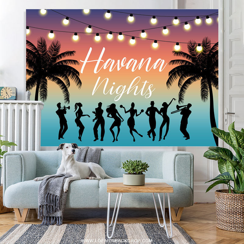 Lofaris Summer Beach Coconut Tree Happy Havana Nights Backdrop