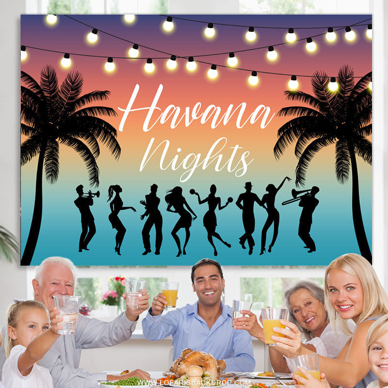 Lofaris Summer Beach Coconut Tree Happy Havana Nights Backdrop