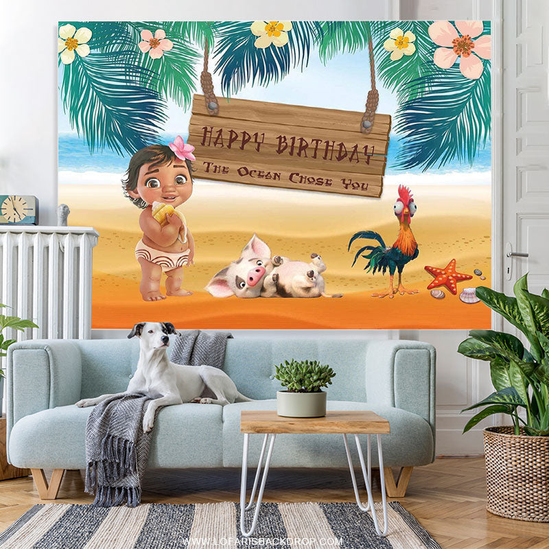 Lofaris Summer Beach Theme The Ocean Chose You Birthday Backdrop