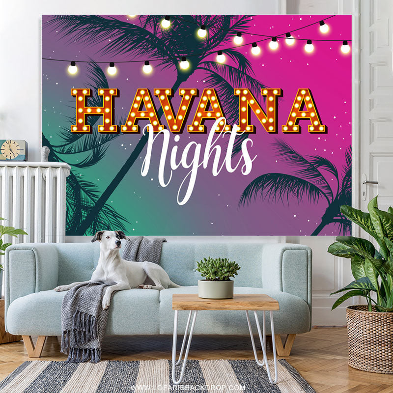 Lofaris Summer Birthday Happy Havana Nights Backdrop Banner