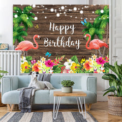 Lofaris Summer Flamingo Butterfly Birthday Photo Backdrop for Decor