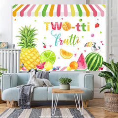 Lofaris Summer Fruits 2nd Happy Birthday Backdrop Decoration