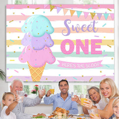 Lofaris Summer Ice Cream Sweet One Happy Birthday Backdrop