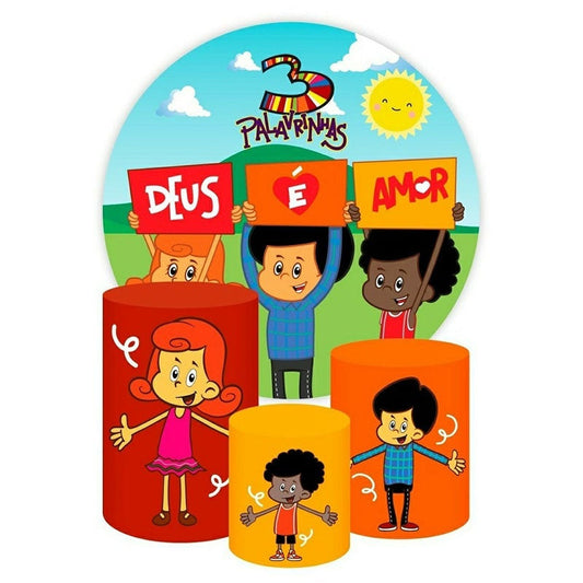 Lofaris Sun And Kids Round Grassland Birthday Backdrop Kit